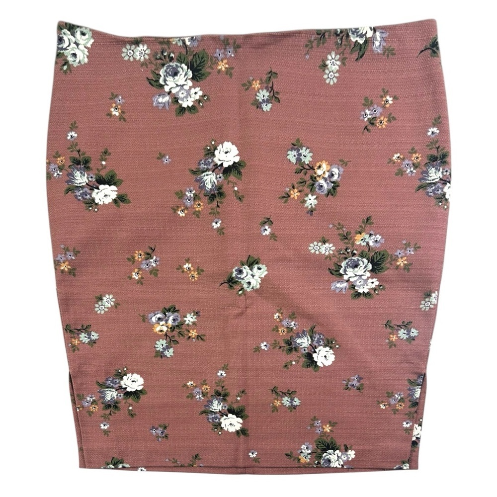 3/$25 Loft Outlet Dusty Rose Floral Canvas Pencil Office Spring Skirt 14 NWT